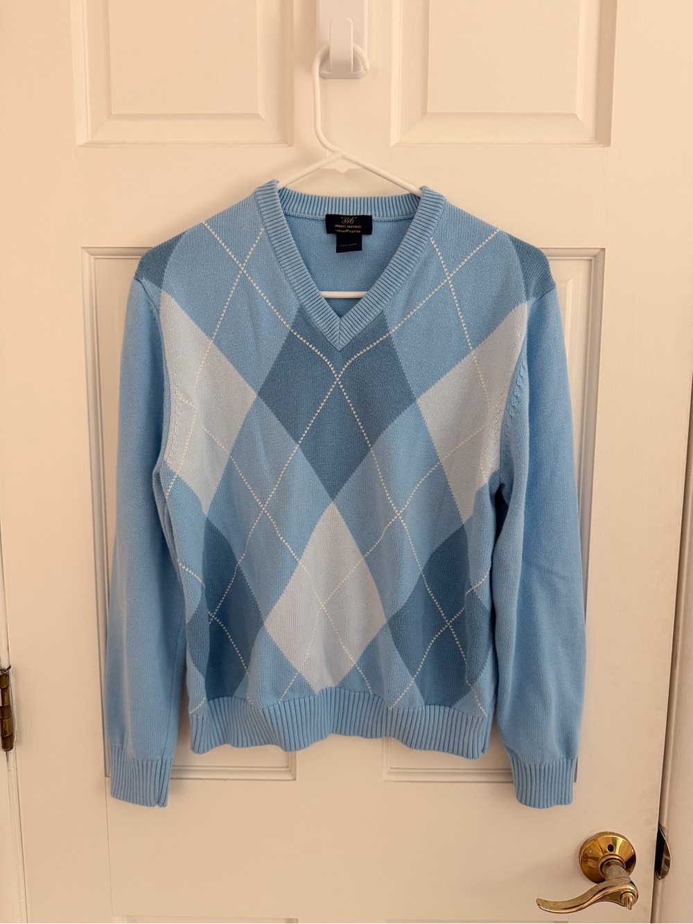 Brooks Brothers Light Blue Argyle V-Neck Sweater